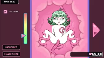 Hentai locker room scene with a sexy Lovecraftian tentacle monster and Saitama from One-Punch Man.