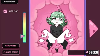 Hentai locker room scene with a sexy Lovecraftian tentacle monster and Saitama from One-Punch Man.