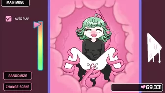 Hentai locker room scene with a sexy Lovecraftian tentacle monster and Saitama from One-Punch Man.