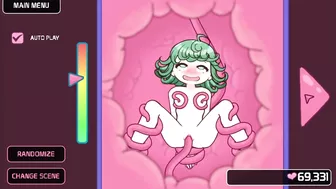 Hentai locker room scene with a sexy Lovecraftian tentacle monster and Saitama from One-Punch Man.