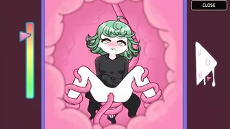 Hentai locker room scene with a sexy Lovecraftian tentacle monster and Saitama from One-Punch Man.