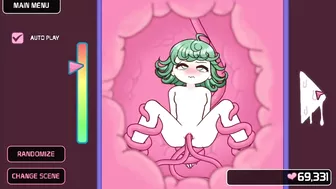 Hentai locker room scene with a sexy Lovecraftian tentacle monster and Saitama from One-Punch Man.