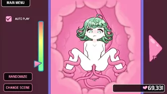 Hentai locker room scene with a sexy Lovecraftian tentacle monster and Saitama from One-Punch Man.