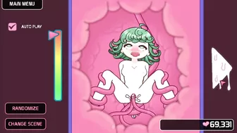 Hentai locker room scene with a sexy Lovecraftian tentacle monster and Saitama from One-Punch Man.