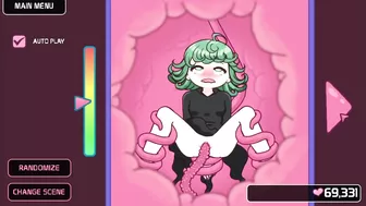 Hentai locker room scene with a sexy Lovecraftian tentacle monster and Saitama from One-Punch Man.