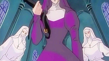 Sexy Catholic schoolgirls engage in steamy lesbian action on a hentai website.