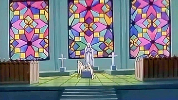 Sexy Catholic schoolgirls engage in steamy lesbian action on a hentai website.