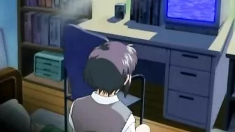 Seduced by her brother, a hentai babe eagerly pleasures his hard cock.