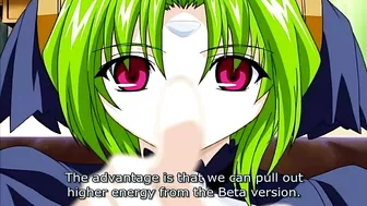 Hentai babe slams dildo in wet pussy while watching.