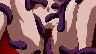 Hentai anime scene with demonic tentacles violating a screaming catgirl.