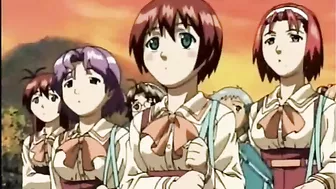 A busty redhead schoolgirl is sexually abused by her coach during a field trip in this hentai video.