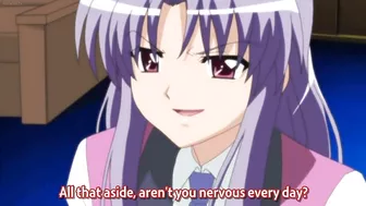 Hypnotized college girl with a hypnosis gun doubles down on lesbian sex with her classmates in this hot hentai scene.