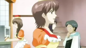 Burger shop manager has sex with busty teen employee in break room. #Hentai