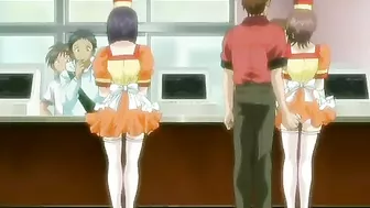 Burger shop manager has sex with busty teen employee in break room. #Hentai