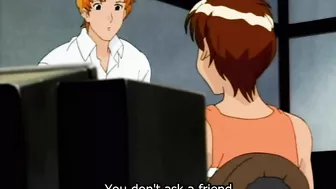 Seductive hentai scene featuring a cute teen and her lover in the bathtub.