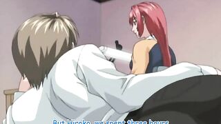 Horny schoolgirl masturbates on hentai stage.