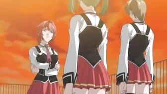 Horny schoolgirl masturbates on hentai stage.