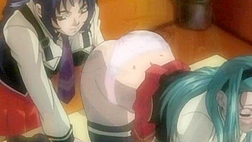 Horny schoolgirl masturbates on hentai stage.