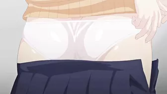 A naughty hentai schoolgirl named Ayaka masturbates while her friend blows his dick.