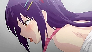 A naughty hentai schoolgirl named Ayaka masturbates while her friend blows his dick.