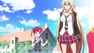Hentai lesbians engage in a passionate liplock before wielding massive weapons in battle.