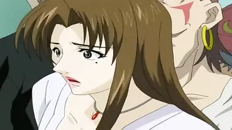 Businessman masturbates teen girl on train in hentai video.