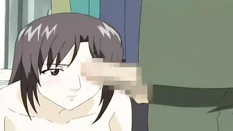 Businessman masturbates teen girl on train in hentai video.