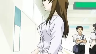 Businessman masturbates teen girl on train in hentai video.