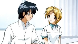 Sexy lesbians in a magical summer camp with strap-on fucking. #Hentai
