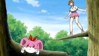 Sexy lesbians in a magical summer camp with strap-on fucking. #Hentai