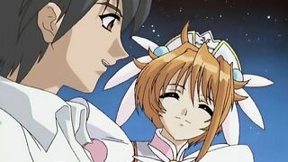 Sexy lesbians in a magical summer camp with strap-on fucking. #Hentai
