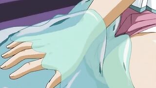 Sexy lesbians in a magical summer camp with strap-on fucking. #Hentai