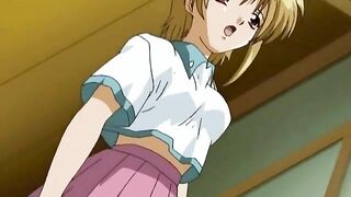 Sexy lesbians in a magical summer camp with strap-on fucking. #Hentai
