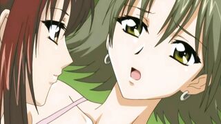 Horny ladies get off on hentai news with a sexy squirt from their lesbian lovers.
