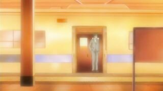 Red-haired anime teens get fucked on a train in hentai.