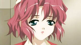 Red-haired anime teens get fucked on a train in hentai.