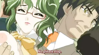 Red-haired anime teens get fucked on a train in hentai.