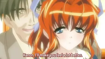 Red-haired anime teens get fucked on a train in hentai.