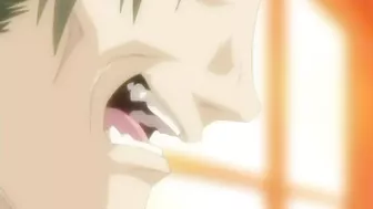 Red-haired anime teens get fucked on a train in hentai.