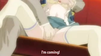 Red-haired anime teens get fucked on a train in hentai.