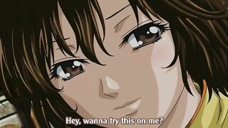 Horny hentai teenagers engage in steamy sex at a public spring.