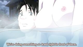 Horny hentai teenagers engage in steamy sex at a public spring.