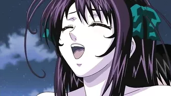 Horny hentai teenagers engage in steamy sex at a public spring.