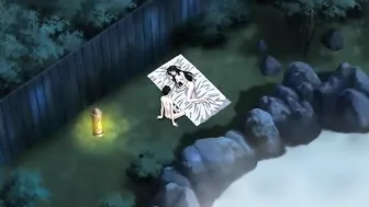 Horny hentai teenagers engage in steamy sex at a public spring.