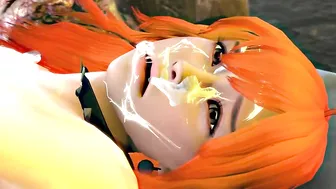 Nami endures an intense hentai scene with multiple sex toys and monstrous creatures.