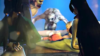 Nami endures an intense hentai scene with multiple sex toys and monstrous creatures.