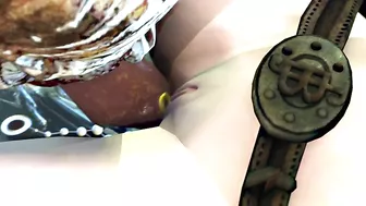 Nami endures an intense hentai scene with multiple sex toys and monstrous creatures.