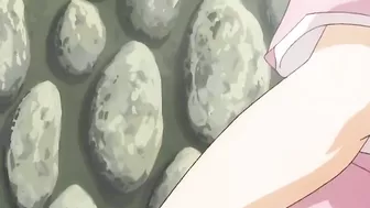 Sexy anime girl enjoys hot spring with voyeurs in hentai scene.