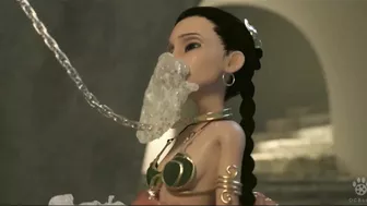 Jabba the Hutt sexually enslaves and violates Princess Leia with his tentacles in a graphic hentai scene.