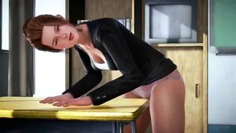 Teacher masturbates in class, gets fucked by student. #Hentai